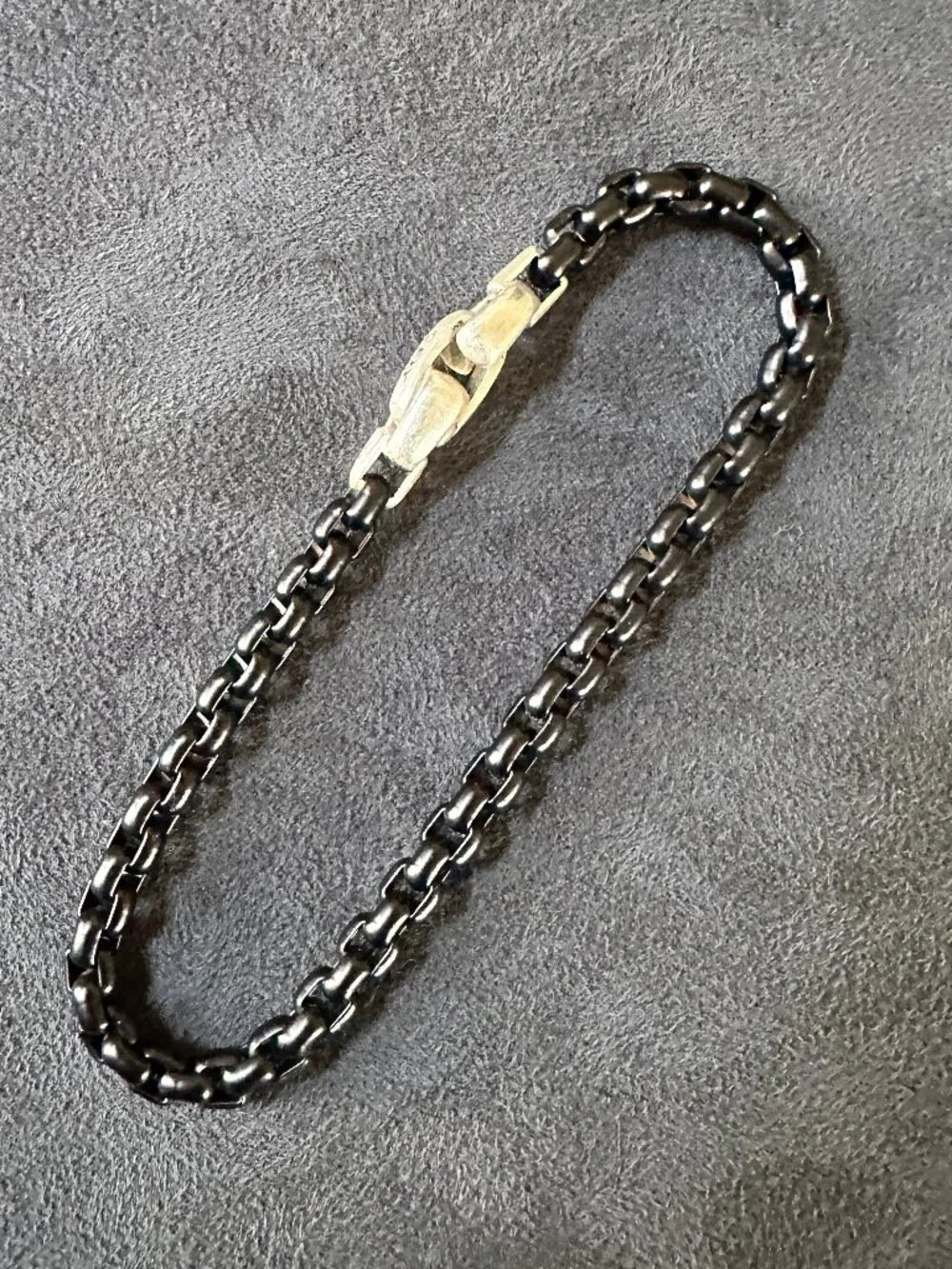 David Yurman Box Chain Bracelet in Darkened Sterling Silver and Stainless Steel